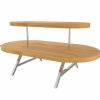 2 level oval wooden display table